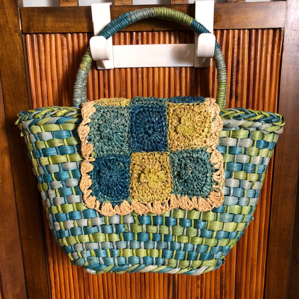 Cappelli Blue &‎ Green Corn Husk Handbag